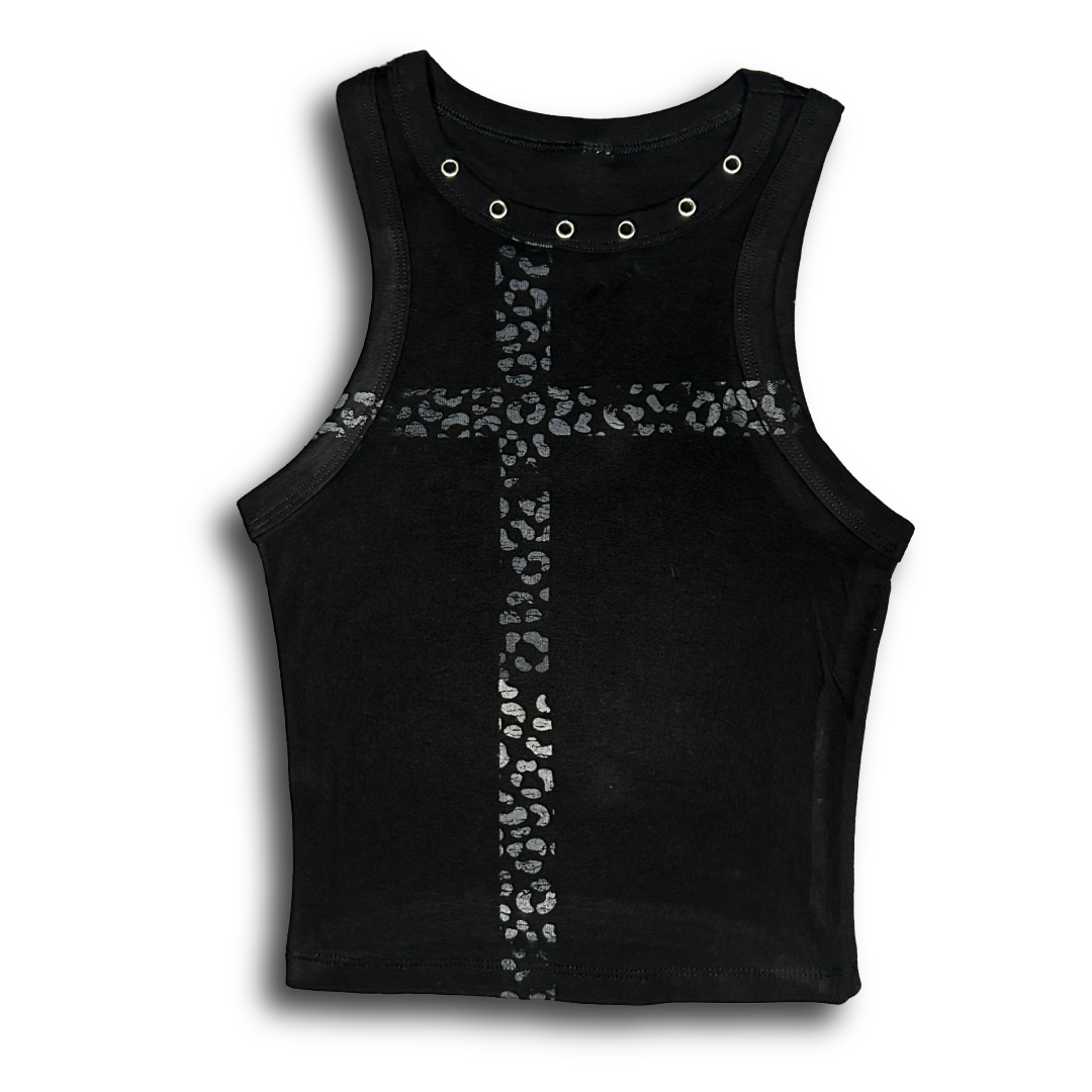 Ch3etah Print Cross '1 OF 1' Cropped Tank
